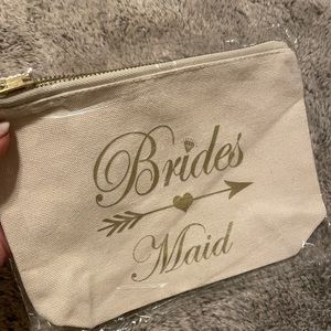 Brand New Gold Foil Bridesmaid Canvas Makeup Bag